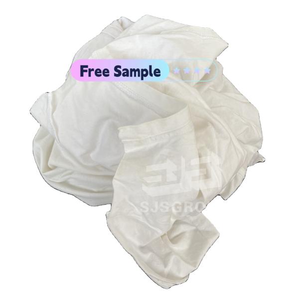 0.5-400 KG Bale Low lint 10kg Bag Rags Bleached Hosiery white T Shirt Rags Cotton Cleaning Rags in a Bag