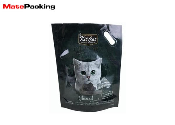 Die Cut Reinforced Handle Pet Food Packaging Bags Custom Printing Flat Bottom