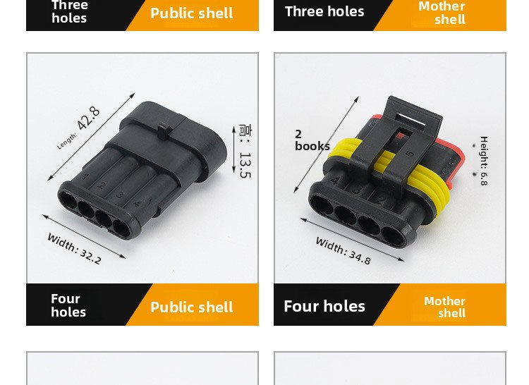 1.5 Series Waterproof Automotive 1 2 3 4 5 6 7 8 Pin Connector AMP Socket Plug Connector