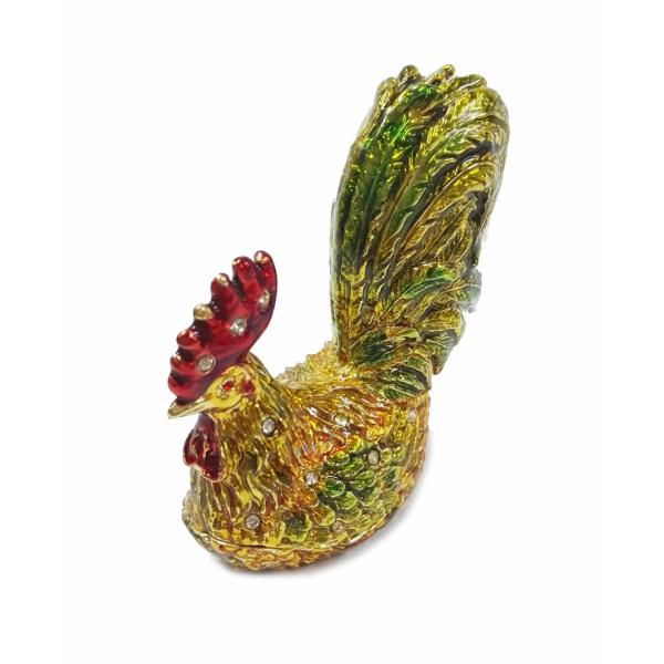 Rooster chicken jeweled trinket box with diamond for gift jewelry box