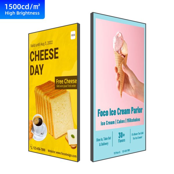 Single Sided High Brightness Digital Signage LCD Window Display 43 - 86 Inch 1500cd/m2 For Advertising