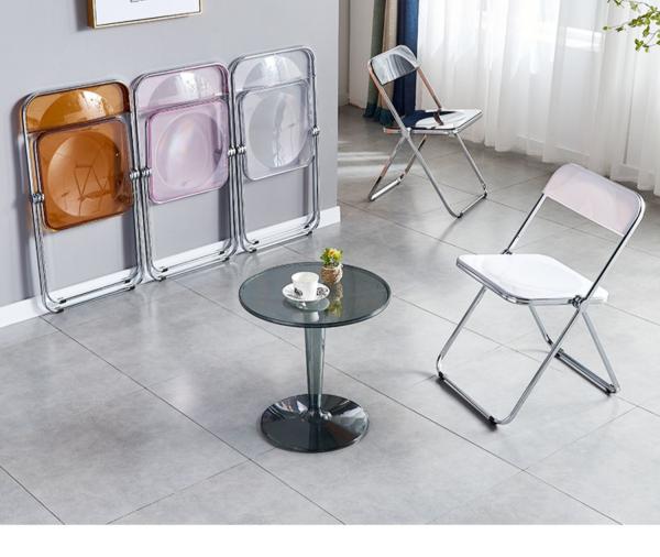 Modern Acrylic Stackable, Plastic Folding Dining Room Armless Home Comfortable Event Chair, Clear, Transparent
