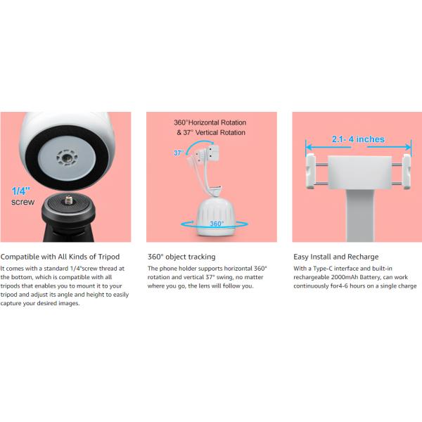 AI привел автоматический отслеживая держатель в действие телефона для Vlogging, течь и видео- звонков