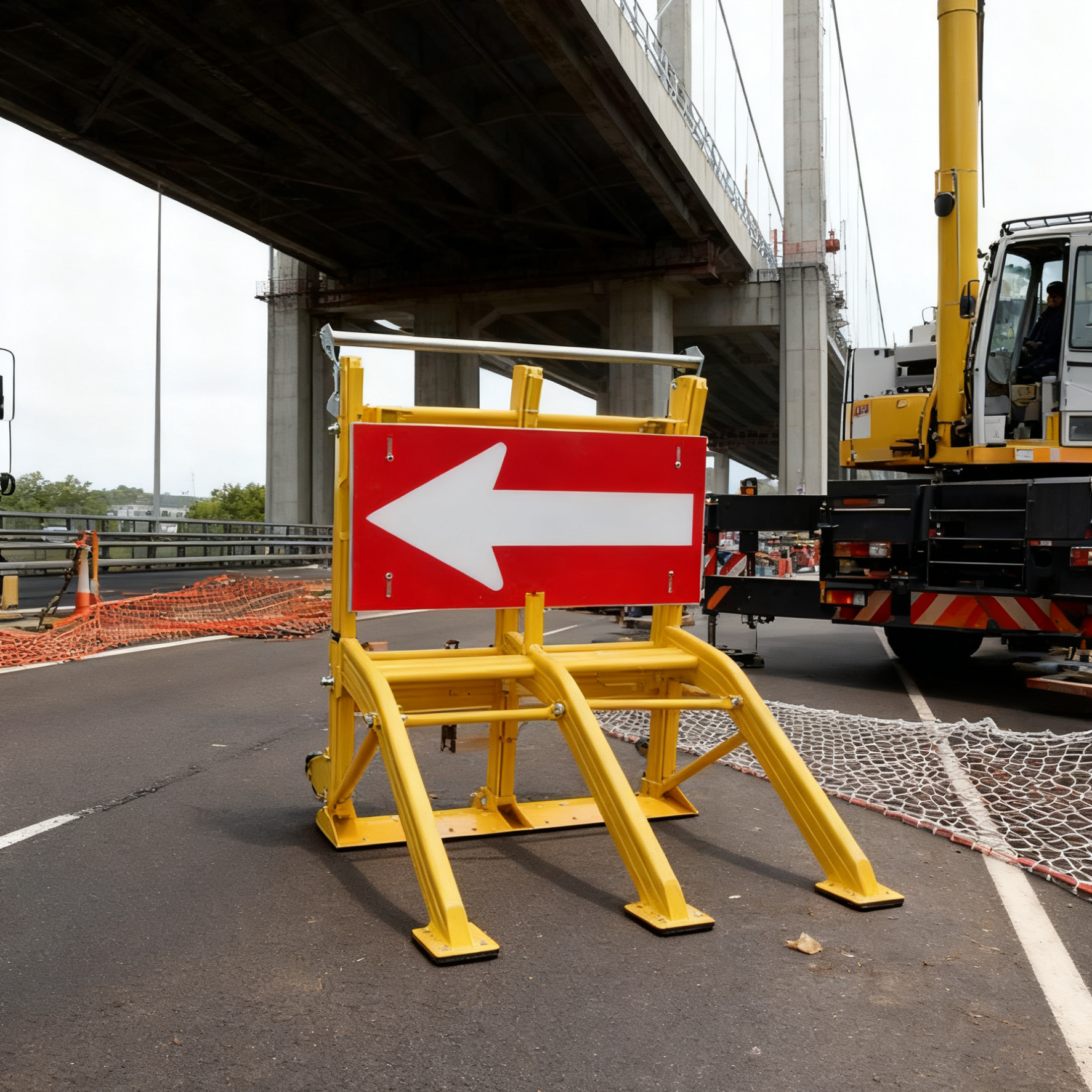 25kg Lightweight Portable Vehicle Barricades with Foldable Design and High-Visibility Yellow for Road Construction Safety