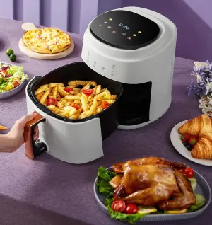 6L 3L Touch Screen Double Air Fryer Electric Deep Fryer Oven Smart Rack Without Oil Air Fryer Plastic
