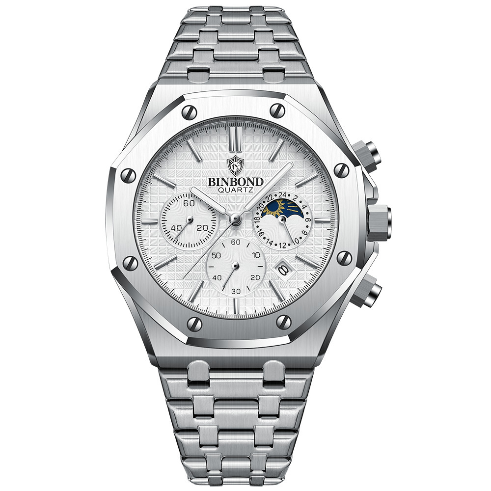 Stylish Traditional Corporate Timepiece Incorporating Sleek Silver Finish and Easy to Read Markers Enhancing Office Attire