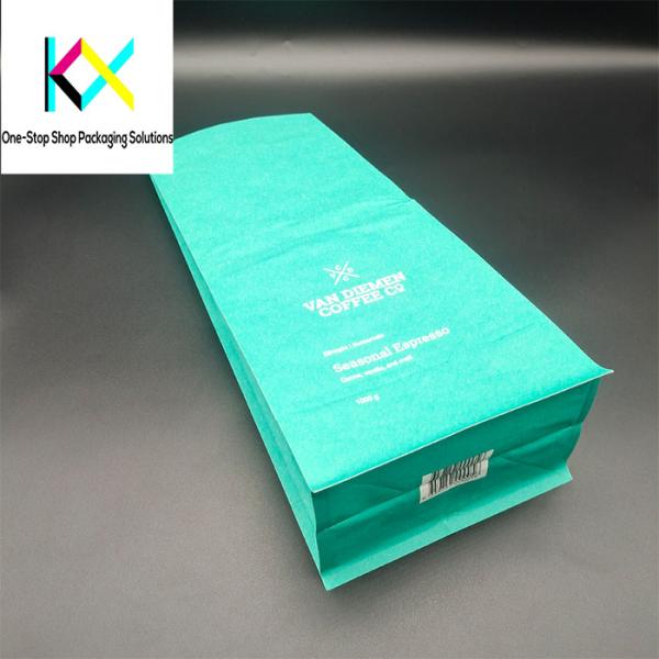 Customized Logo Flat Bottom Box Pouches Plastic Coffee Bags With Valve