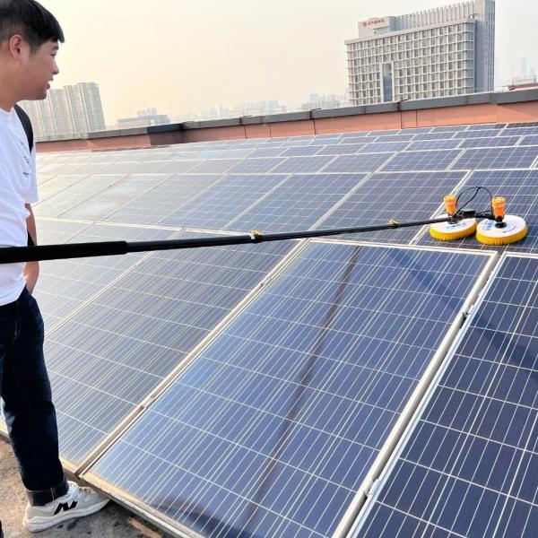 End Brush-Less Motor Driven Rotary Brush for Cleaning Photovoltaic Panels and Direct