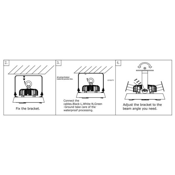 60°/90°/105° 3 Beam Angle in 1 Zoomable 100W LED High Bay Light IP65 Waterproof For Workshop