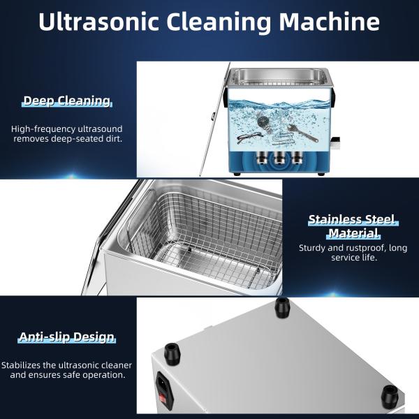 6L Pro Ultrasonic Cleaner w/ 300W Heater & Digital Timer - 180W Dual Mode (Degas/Semi) Máquina de limpieza industrial para joyas, herramientas, gafas y juguetes