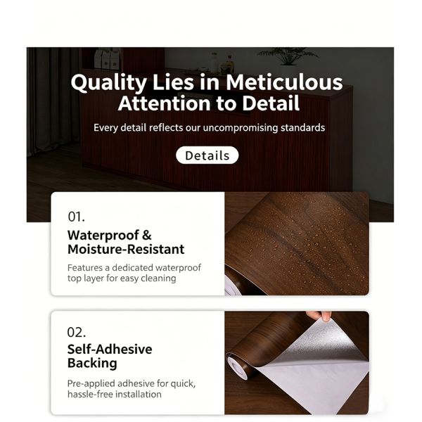 Precision Cutting Wood Finish Vinyl Wrap PVC Furniture Film Self Adhesive For DIY Makeover