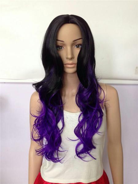 Black Long Curly Synthetic Wigs For White Women 200 gram - 30 gram