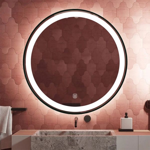 Aluminium Framed LED Round Bathroom Mirror With Smart Touch Screen