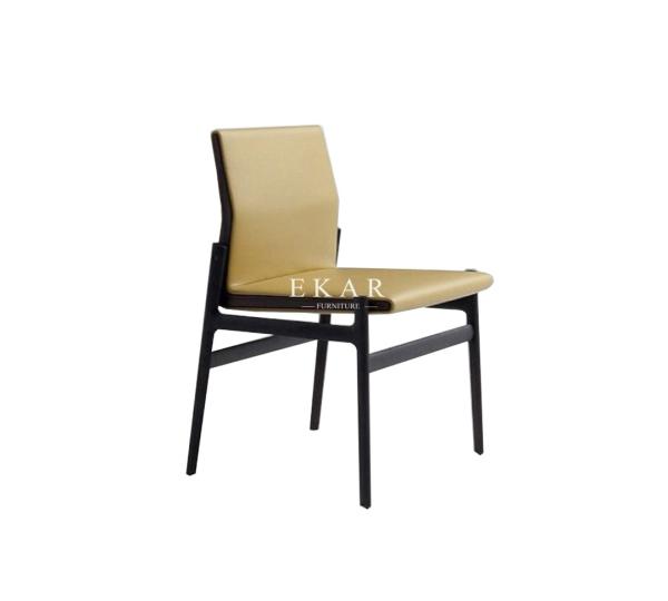 Simple Design Upholstered Restaurant Yellow Leather Dining Chair