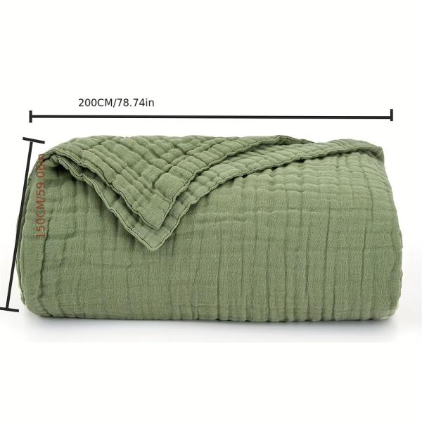 Breathable Layered Gauze Blanket Olive Green With Bohemian Style