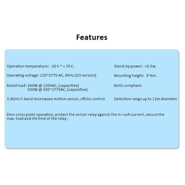 120VAC 6m 240W AC Двигательный датчик переключатель для УФ-свет