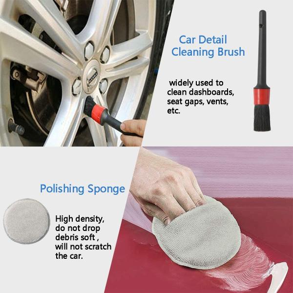 12pcs Car Cleaning Brush Set Wash Cleaning Tire Brush Set Gloves 22cm