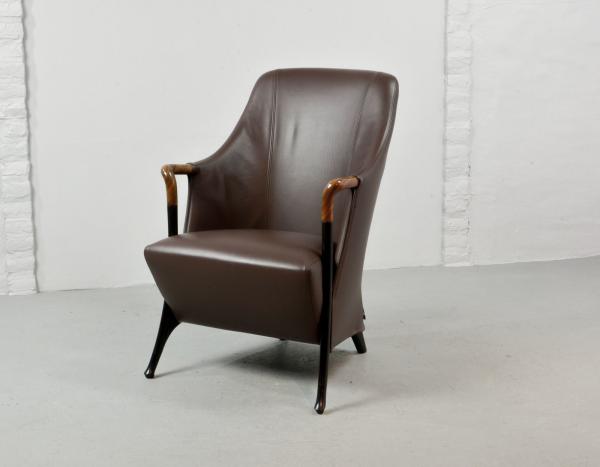 Multi Density Progetti Leather Wing Chair , Solid Wood Dining Chairs