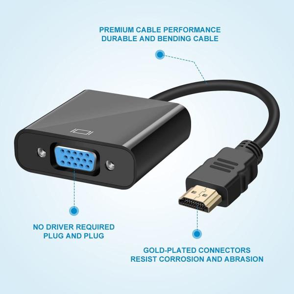 HDMI to VGA Converter with Audio 1080p USB-Powered