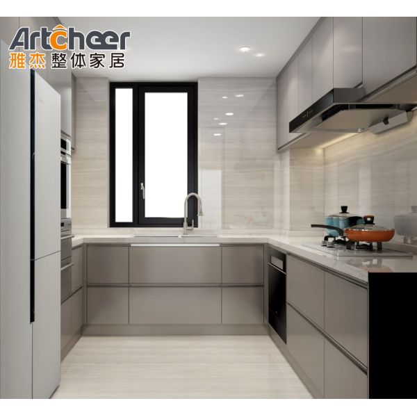 Modern L Shape Kitchen Cabinet with Lacquer Matt Finish and Customized Color in Eco-Friendly Material