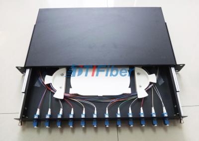 Painel de remendo da fibra ótica da montagem em rack de 12 adaptadores do duplex do LC do núcleo que desliza o tipo