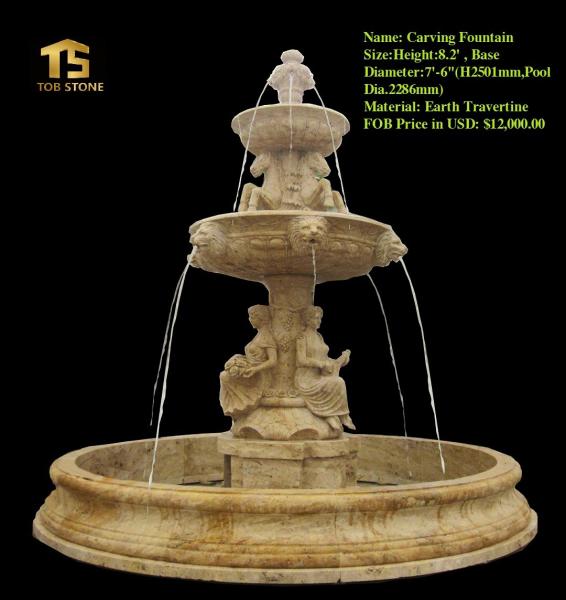 Large Marble Column Stone Water Fountain Outdoor Decoration