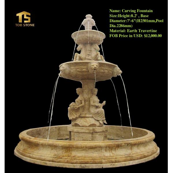 Large Marble Column Stone Water Fountain Outdoor Decoration