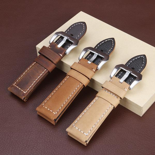 Abrasive leather watch belt watch fashion bracelet belt wrist light brown darkbrown khaki 22mm 24mm26mm