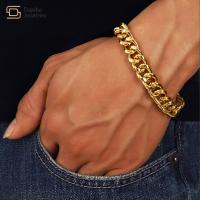 o ouro 18k chapeou o bracelete de corrente de aço inoxidável de Hip Hop Cuban Link dos homens da joia 316L