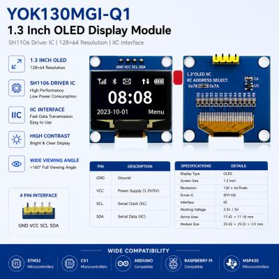 128x64 OLED Screen Module Compact 1.3 Inch I2C OLED Display For Arduino