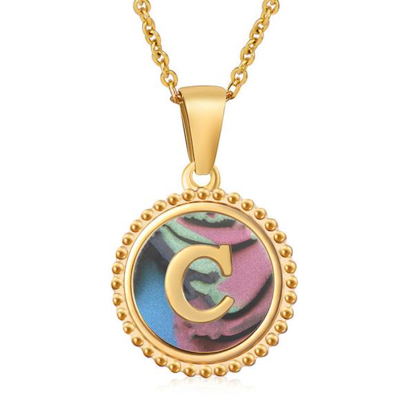 Unique Jewelry 16MM 18K Gold Plated Stainless Steel 3D Shell Letter Necklace Women'S Letter Pendants