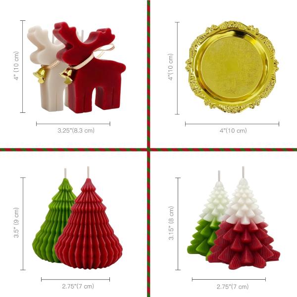 Christmas Scented Candles Gift Set Elk & Christmas Tree Shaped Handmade Soy Wax Xmas Aromatherapy Candle