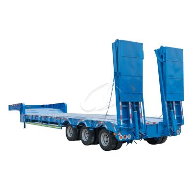 Low Bed Trailers Semi Truck Trailer 60 Ton Lowboy Trailer 3 Axles Excavator Carrier Truck