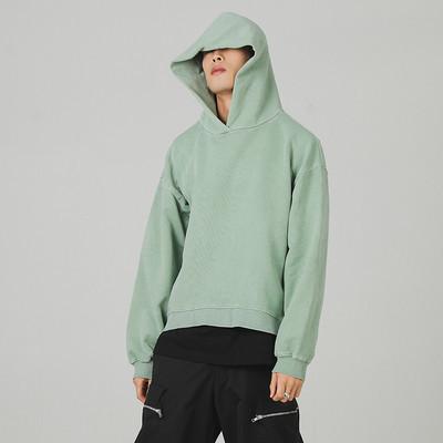 Mint Green Distressed Short Sweater Solid Color Pullover Cotton Cordless Super Dalian Hoodie