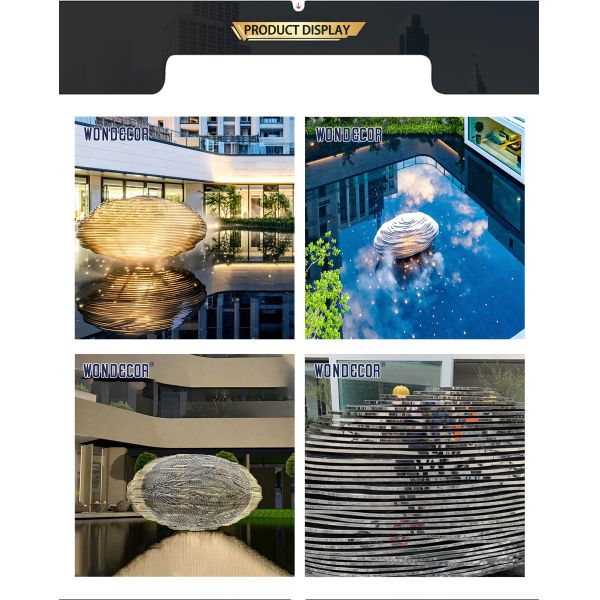 Large outdoor lighting stainless steel spherical sculpture