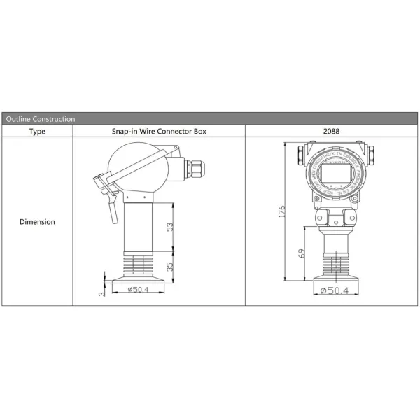Hengtong OEM BP93420-IQT High Temperature Resistance 4-20mA Output Sanitary Pressure Transmitter Sensor for Hygienic Applications