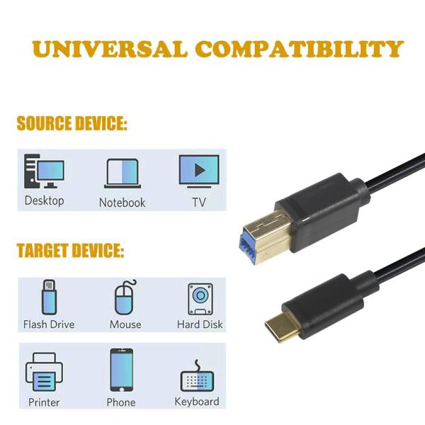 USB 2.0 Type C - мужской кабель передачи данных для принтеров и сканеров