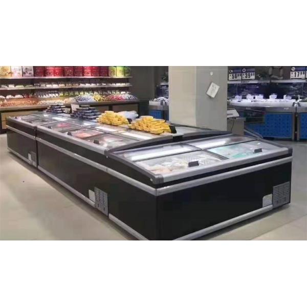 Supermarket refrigeration equipment chest display freezer double island freezer with glass door