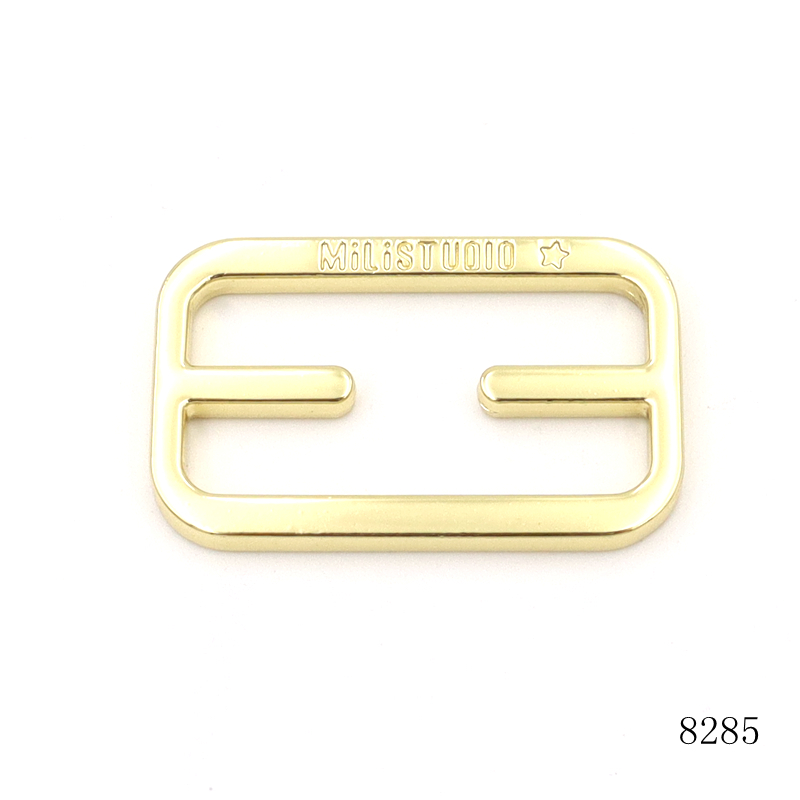 Nickel Free Gold Logo Engraved Metal Square Buckle Zinc Alloy Tri-Glide Slider Buckle For Bag Hardware Accessories