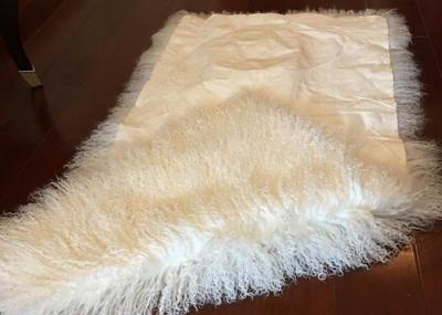 Pele de carneiro tibetana encaracolado longa branca luxuoso do tapete 60 x120cm da pele de carneiro do Mongolian