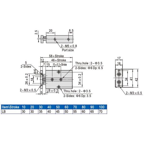 TN - 10x50S Pneumatic Double Acting Cylinder TR TN Series Rubber Bumper