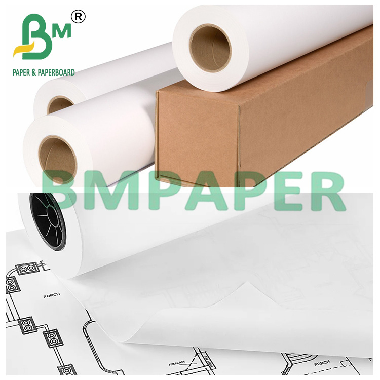 2 Inch Core White Plotter Paper Roll For Engineering Planning 24 2 дюймовый белый ролик бумаги для проектирования 24