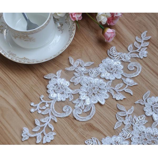 Apparel  Accessories Ivory  Embroidery  Cord Lace Applique for Bridal Dress