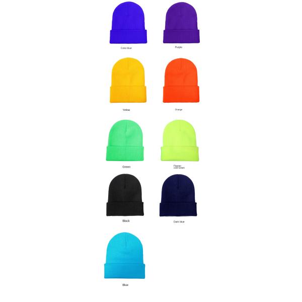Custom Logo Embroidery Unisex Acrylic Knit Cuffed Cap Warm Winter Knit Hats Beanie for SKI