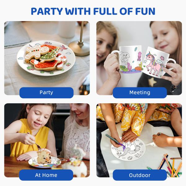 3 Paint Pens Children Didactic Toys Decorate Your Own Porcelain Plate / Mug