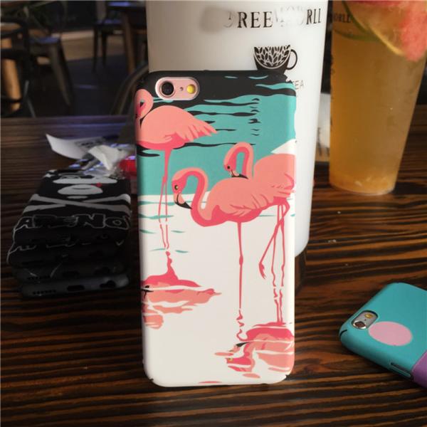 PC Colorful Landscape Painting Sunset River Egrets Cell Phone Case Cover For iPhone 7 6s Plus