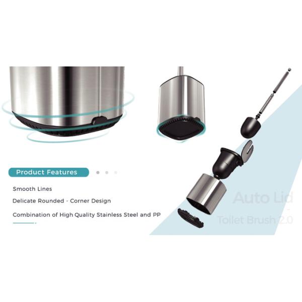 Stainless Steel Flip Lid Toilet Brush And Holder For Household Toilet Cleaning Essentials