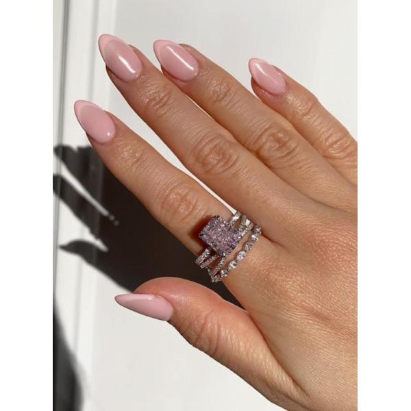 Серебряный багет Синий алмаз 5А Ледяной рез CZ Свадебное обручальное кольцо для женщин 925 Стерлинговое серебро