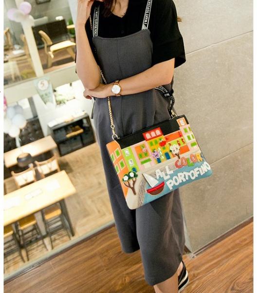 New women's European and American fashion personality casual hand diagonal package original manual rectangular cross-sec