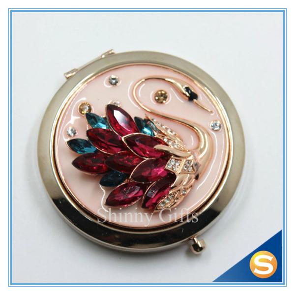 Shinny Gifts Crystal Goose Design Folding Make up Mirror Souvenir Compact Mirror